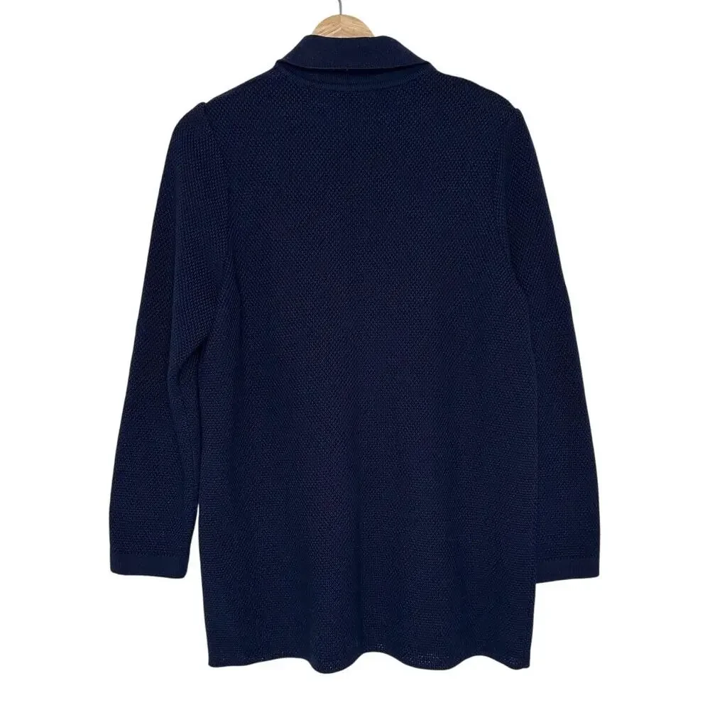 Saint James 100% Wool Long Cardigan Navy 10 - Picture 3 of 10